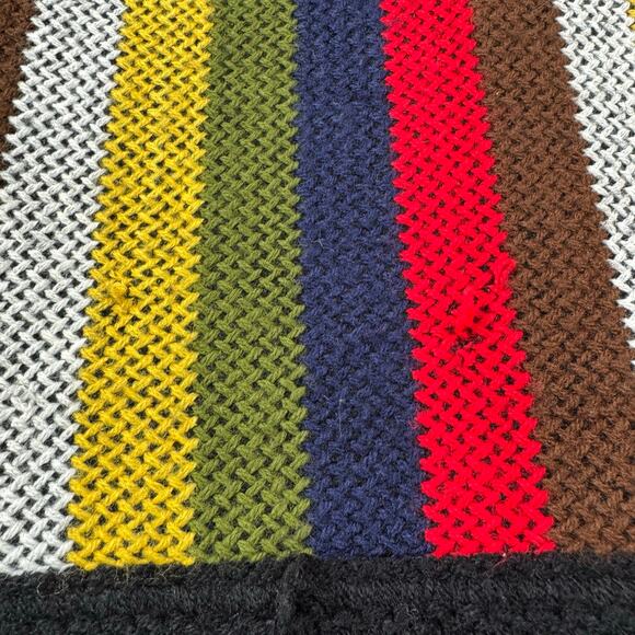 Vintage Sears Sweater Color Stripe Knit Fringe Knit Vest 60s 70s Brady Bunch - Picture 12 of 14